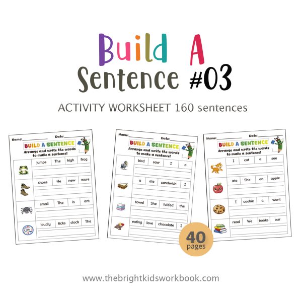 BUILD A SENTENCE ACTIVITY WORKSHEET SET #03 - 40PAGE / PRINTABLE PDF