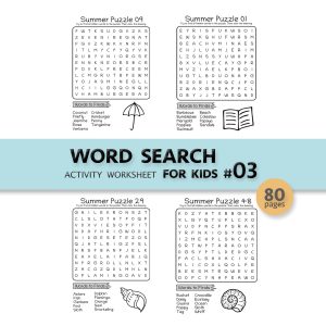 WORD SEARCH PUZZLE FOR KIDS SET #03 - 80PAGE / PRINTABLE PDF
