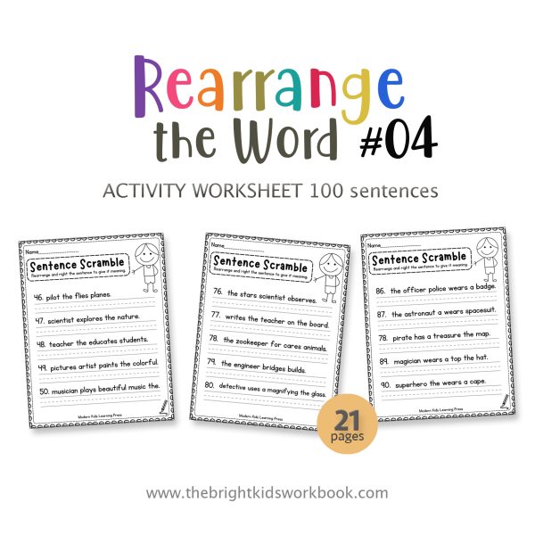 REARRANGE THE WORD ACTIVITY WORKSHEET SET #04 - 21PAGE / PRINTABLE PDF