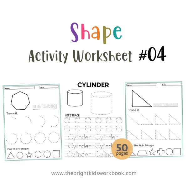 SHAPE ACTIVITY WORKSHEET SET #04 - 50PAGE / PRINTABLE PDF FOR PRE-K AND PRE-SCHOOL