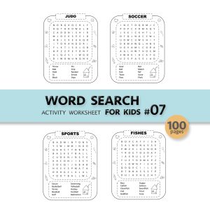 WORD SEARCH PUZZLE FOR KIDS SET #07 - 100PAGE / PRINTABLE PDF