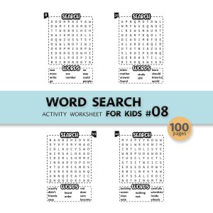 WORD SEARCH PUZZLE FOR KIDS SET #08 - 100PAGE / PRINTABLE PDF