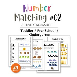 NUMBER MATCHING ACTIVITY WORKSHEET SET #02 - 24PAGE / PRINTABLE PDF FOR TODDLERS AND PRE-SCHOOL (Age 2-6)