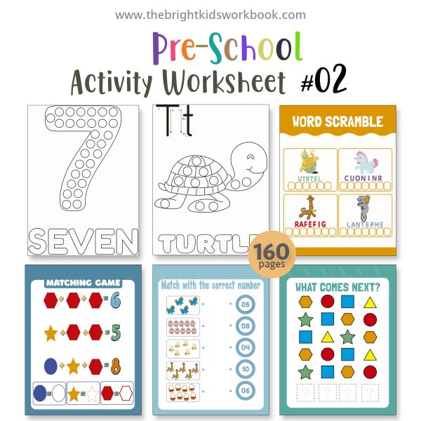 ACTIVITY WORKSHEET SET #02 - 160PAGE / PRINTABLE PDF FOR PRE-K AND PRE-SCHOOL