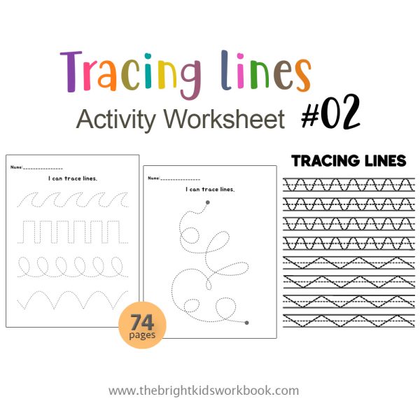 TRACING LINES ACTIVITY WORKSHEET SET #02 - 74PAGE / PRINTABLE PDF FOR PRE-K AND PRE-SCHOOL