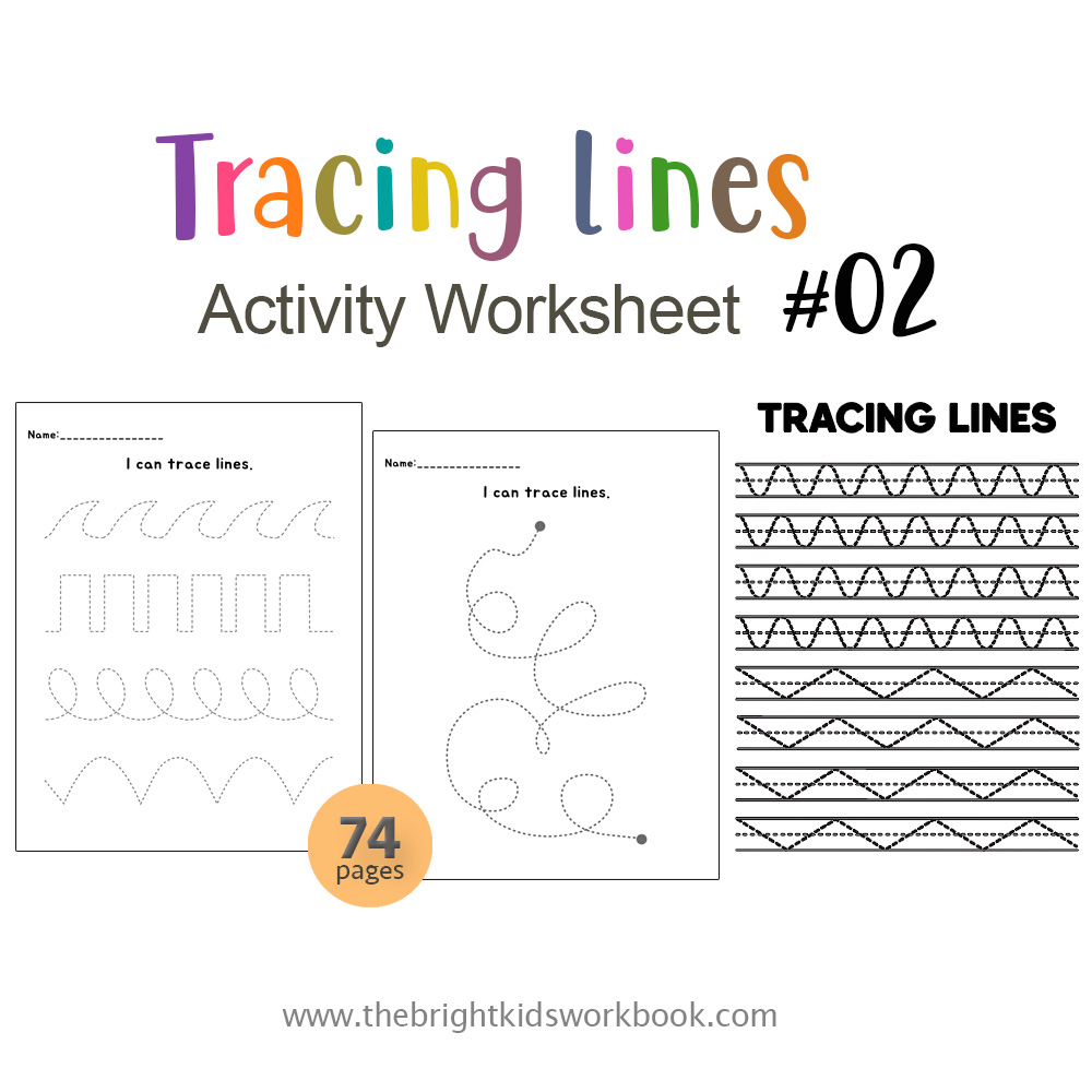 TRACING LINES ACTIVITY WORKSHEET SET #02 - 74PAGE / PRINTABLE PDF FOR TODDLERS AND PRE-SCHOOL (Age 2-6)
