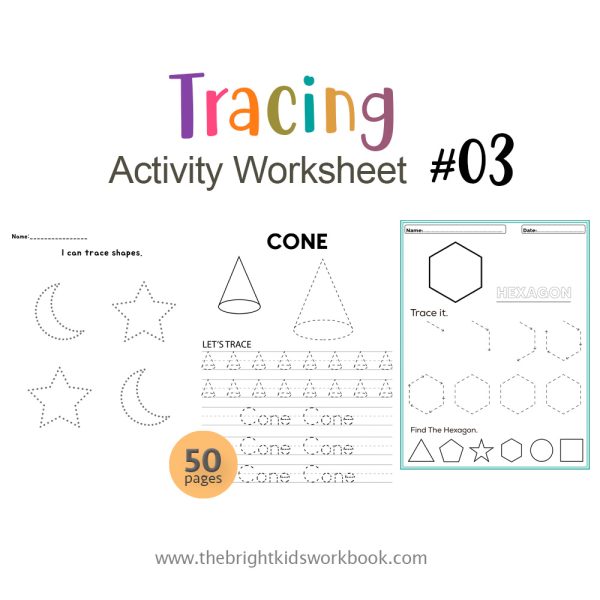 TRACING ACTIVITY WORKSHEET SET #03 - 50PAGE / PRINTABLE PDF FOR PRE-K AND PRE-SCHOOL