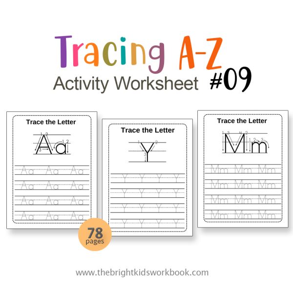 TRACING A-Z ACTIVITY WORKSHEET SET #09 - 78PAGE / PRINTABLE PDF FOR PRE-K AND PRE-SCHOOL
