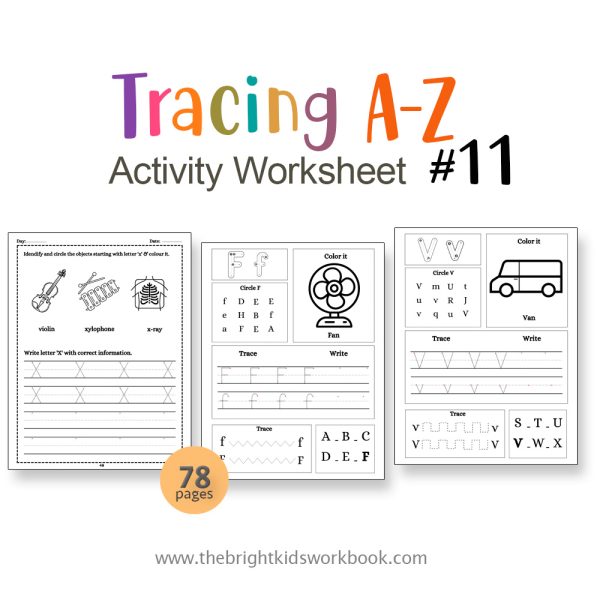 TRACING A-Z ACTIVITY WORKSHEET SET #11 - 78PAGE / PRINTABLE PDF FOR PRE-K AND PRE-SCHOOL