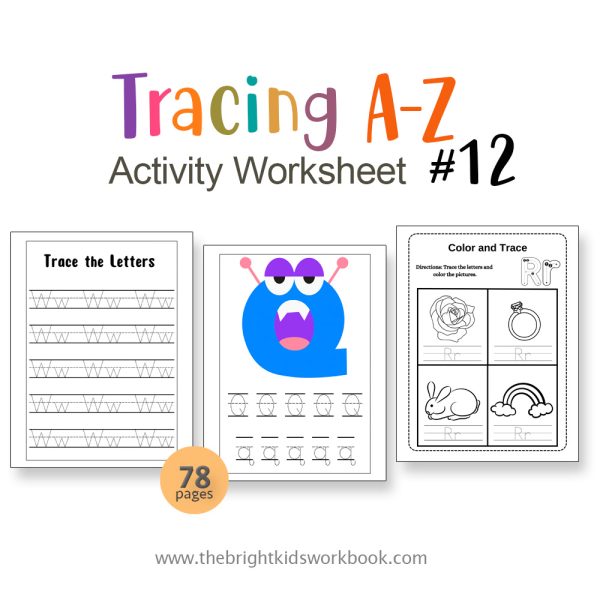 TRACING A-Z ACTIVITY WORKSHEET SET #12 - 78PAGE / PRINTABLE PDF FOR PRE-K AND PRE-SCHOOL