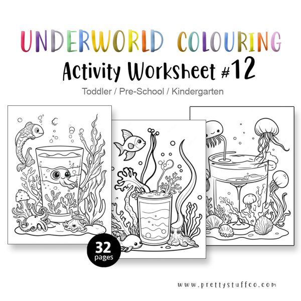 COLOURING ACTIVITY WORKSHEET SET #12 - 32PAGE / PRINTABLE PDF FOR PRE-K AND PRE-SCHOOL