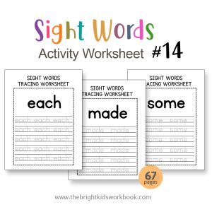 SIGHT WORDS ACTIVITY WORKSHEET SET #14 - 67PAGE / PRINTABLE PDF FOR TODDLERS AND PRE-SCHOOL (Age 2-6)