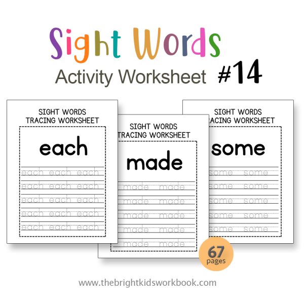 SIGHT WORDS ACTIVITY WORKSHEET SET #14 - 67PAGE / PRINTABLE PDF FOR PRE-K AND PRE-SCHOOL
