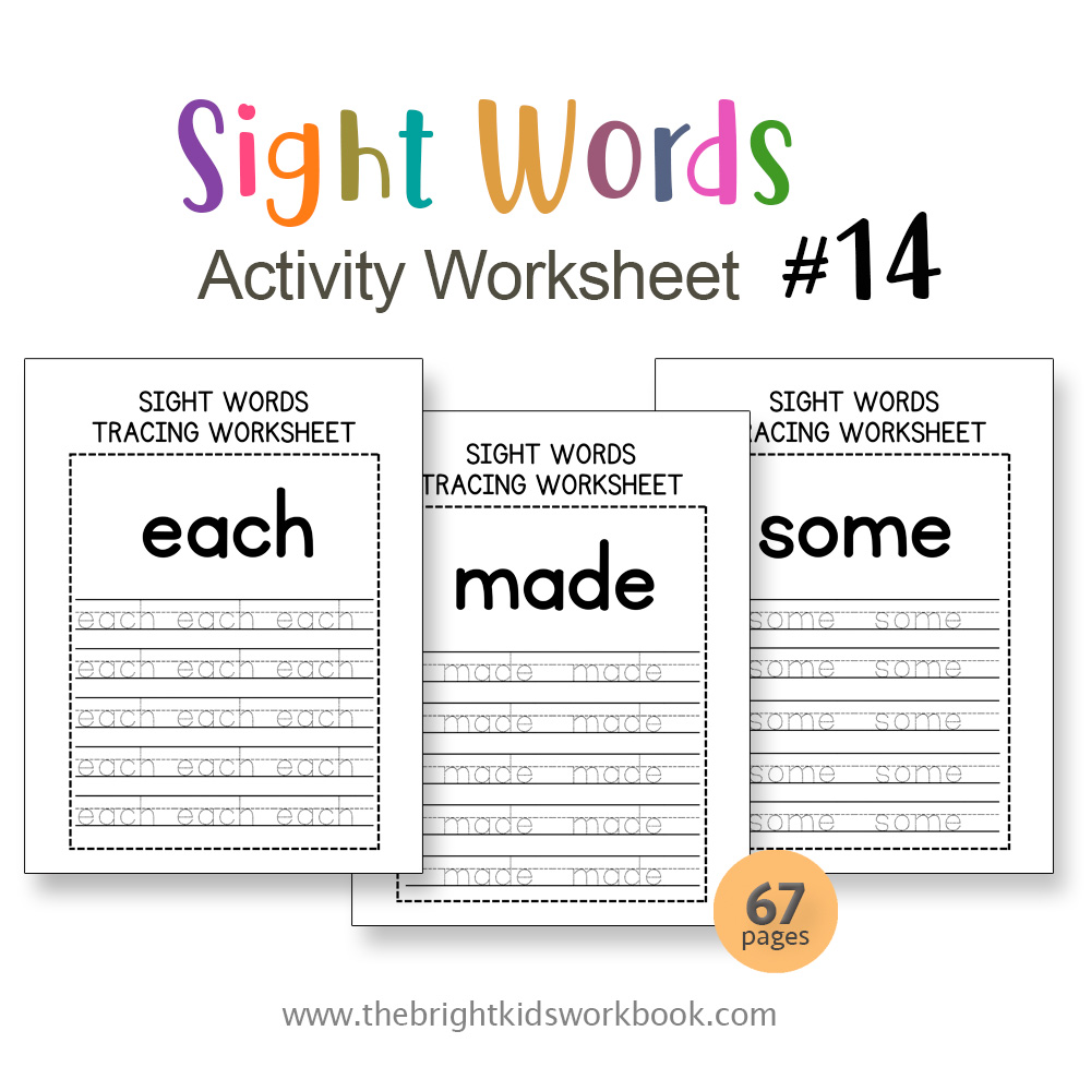 SIGHT WORDS ACTIVITY WORKSHEET SET #14 - 67PAGE / PRINTABLE PDF FOR TODDLERS AND PRE-SCHOOL (Age 2-6)