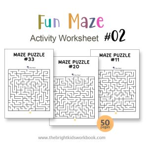 MAZE ACTIVITY WORKSHEET SET #02 - 50PAGE / PRINTABLE PDF FOR TODDLERS AND PRE-SCHOOL (Age 2-6)
