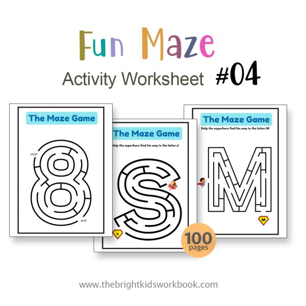MAZE ACTIVITY WORKSHEET SET #04 - 100PAGE / PRINTABLE PDF FOR PRE-K AND PRE-SCHOOL